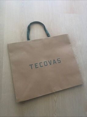 3/$20 Tecovas Tan Paper Tote with Dark Green Logo and Handles
